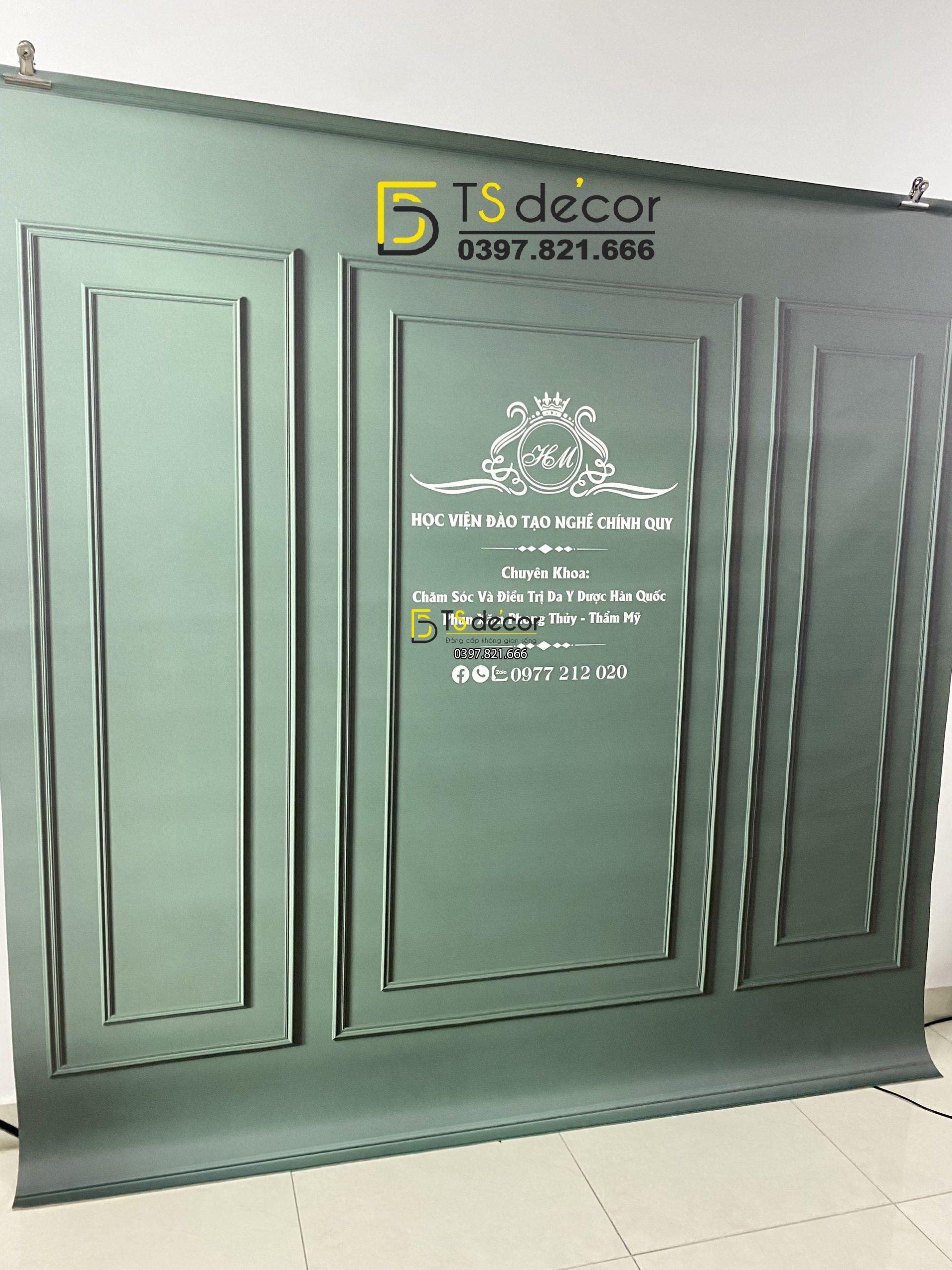 Phông Nền Livestream Chụp Ảnh Phào Chỉ Tân Cổ Điển Xanh Lá 3D 5D Mã P358