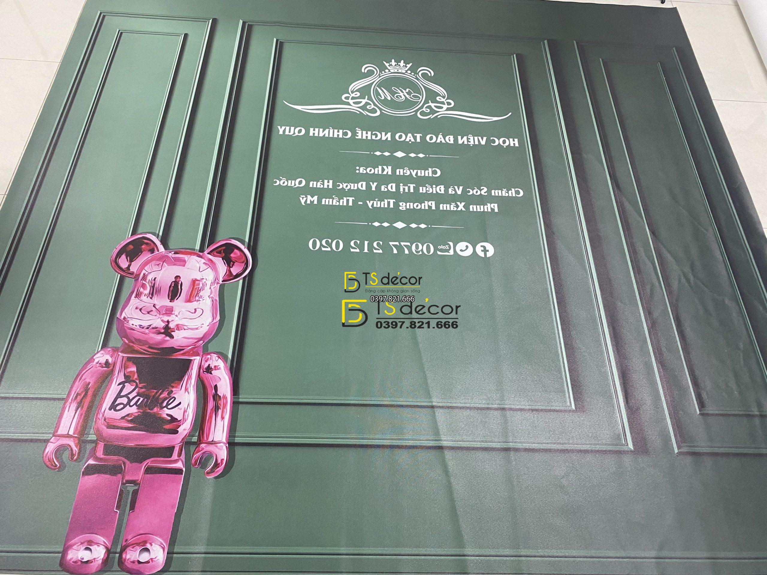 Phông Nền Livestream Chụp Ảnh Phào Chỉ Tân Cổ Điển Xanh Lá 3D 5D Mã P358