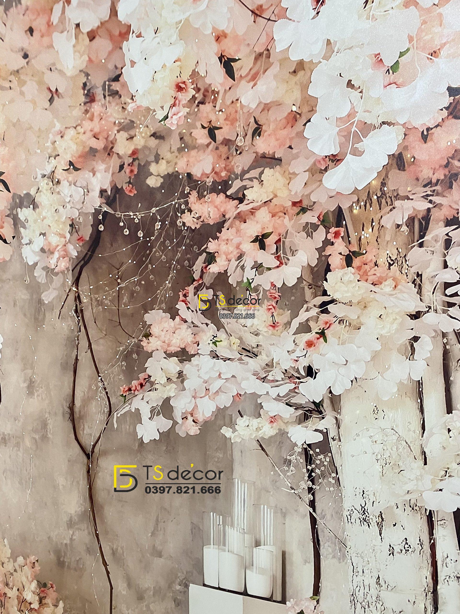 Phông Nền Livestream Chụp Ảnh Cổng Hoa Hiện Đại 3D 5D Mã P356