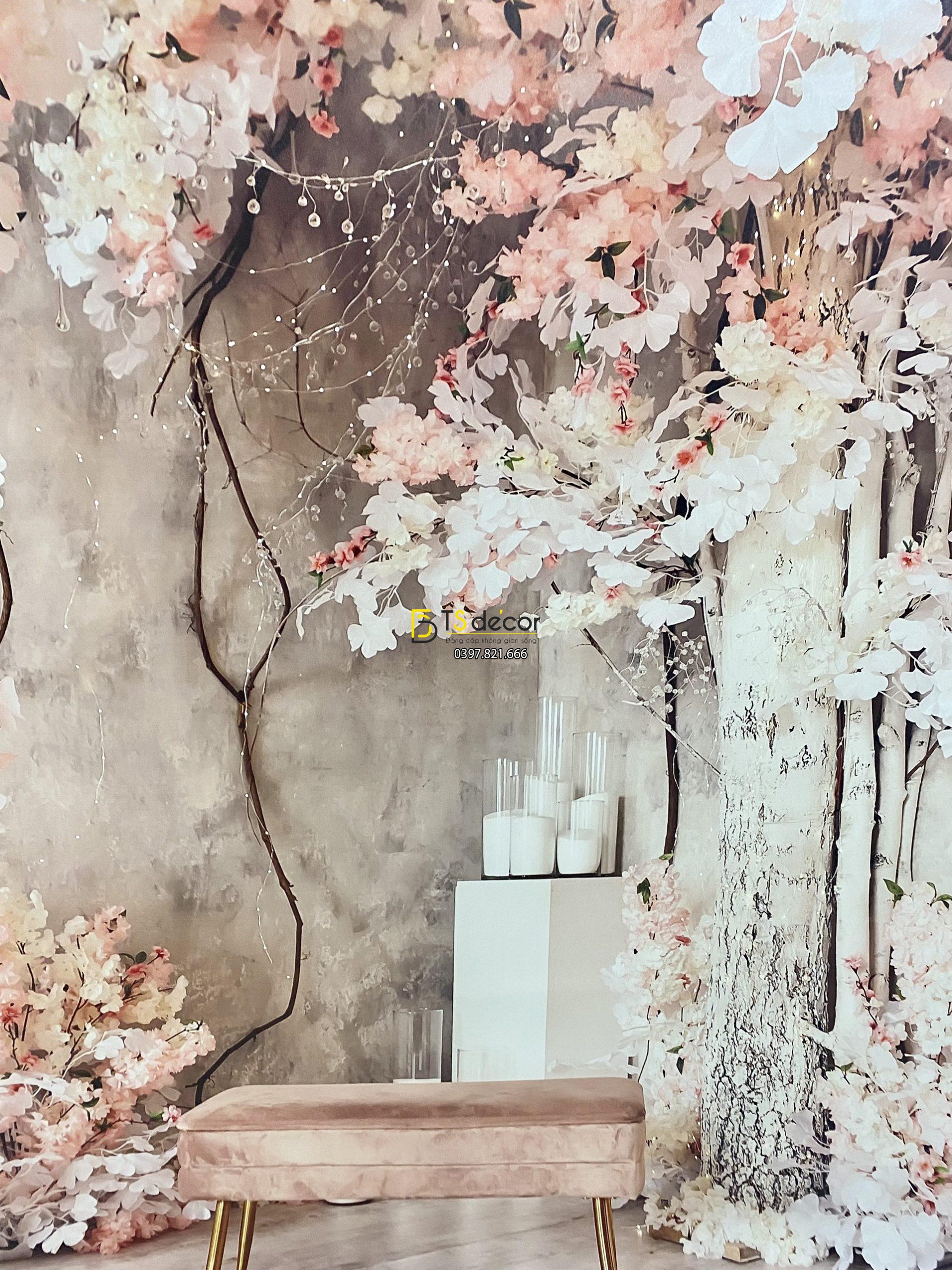 Phông Nền Livestream Chụp Ảnh Cổng Hoa Hiện Đại 3D 5D Mã P356