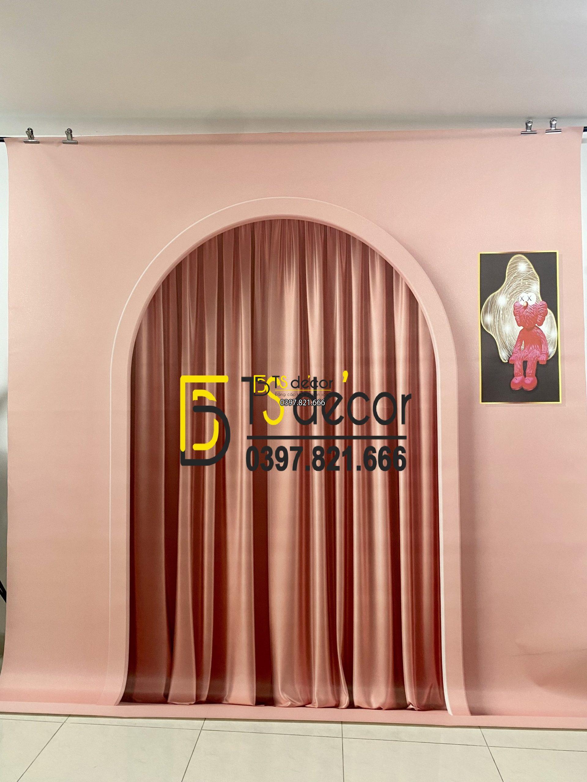 Phông Nền Livestream Chụp Ảnh Cổng Vòm Có Rèm 3D 5D Mã P158