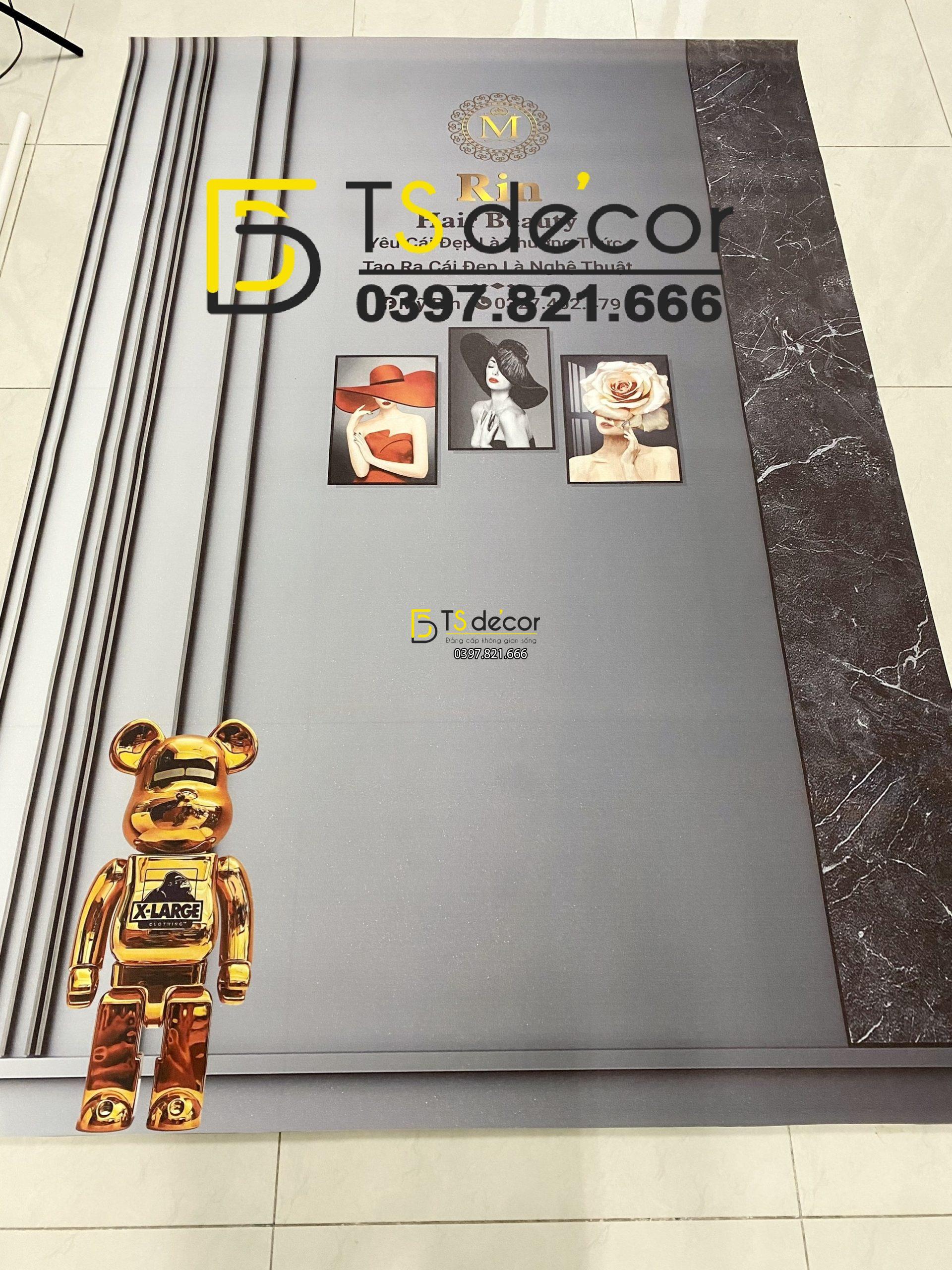 Phông Nền Livestream Chụp Ảnh Xám Xi Măng Có Khung Ảnh 3D 5D Mã P259