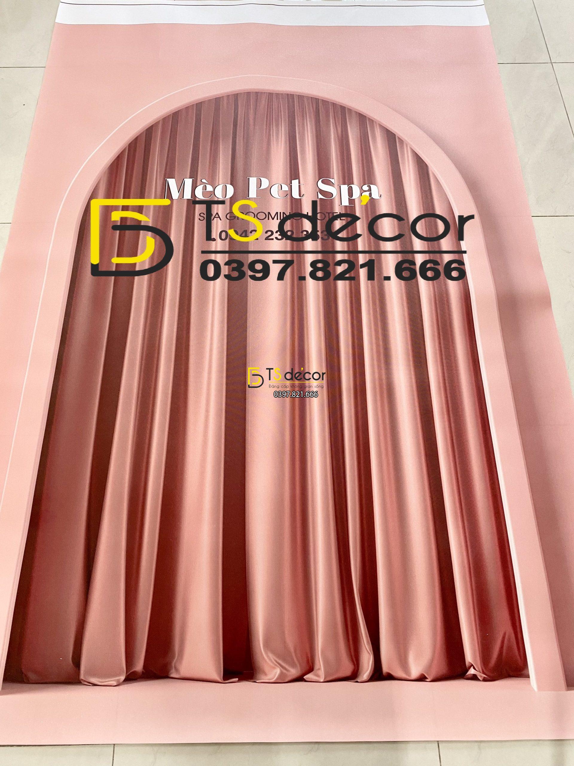 Phông Nền Livestream Chụp Ảnh Cổng Vòm Có Rèm 3D 5D Mã P158