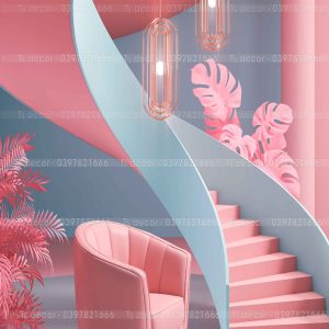 Phông Nền Livestream Chụp Ảnh Decor Trang Trí Tường Hiện Đại 3D 5D Mã P526