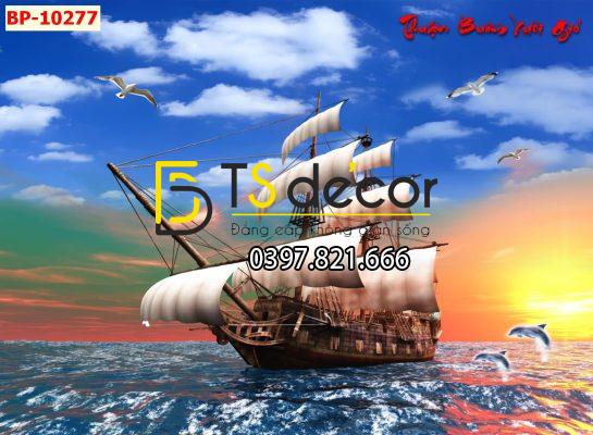 tranh-dan-tuong-3d-thuan-buom-xuoi-gio-hoang-hon
