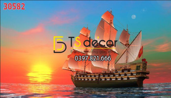 tranh-dan-tuong-3d-thuan-buom-xuoi-gio-hoang-hon