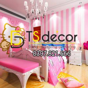 Giấy Dán Tường Sọc Hồng Hello Kitty – 3D062 - Ảnh 3