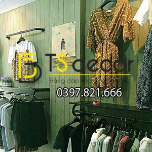 Giấy Dán Tường Giả Gỗ Xanh Lục Cho Shop Quần Áo 3D181 - Ảnh 6