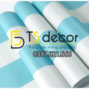 Giấy Dán Tường Sọc Xanh Trắng 3D063 - Ảnh 2