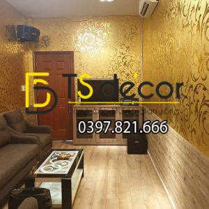 Giấy dán tường hoa lá cách điệu 3D296 dát vàng bạc - Ảnh 6