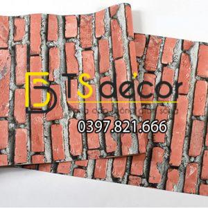 Giấy Dán Tường Giả Gạch Đỏ Cho Nhà Hàng Quán Ăn 3D188 - Ảnh 2