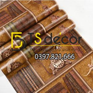 Giấy Dán Tường Kệ Sách 3D252 Kiểu Châu Âu - Ảnh 8