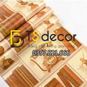 Giấy Dán Tường Kệ Sách 3D252 Kiểu Châu Âu - Ảnh 7