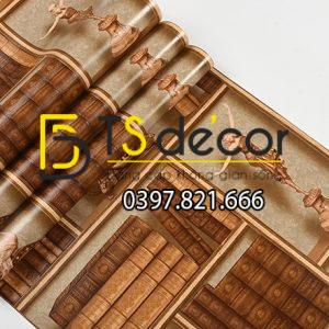 Giấy Dán Tường Kệ Sách 3D252 Kiểu Châu Âu - Ảnh 6