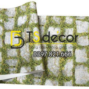 Giấy Dán Tường Giả Đá Xen Rêu Xanh 3D179 - Ảnh 4