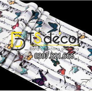 Giấy dán tường bướm đậu thân cây 3D314 - Ảnh 2
