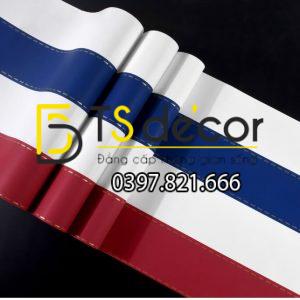 Giấy dán tường caro sọc xanh đỏ 3D301 - Ảnh 4