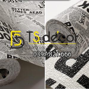 Giấy dán tường giả báo tường trắng đen cho shop thời trang 3D293 - Ảnh 3