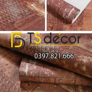 Giấy dán tường giả tường sắt han rỉ 3D277 - Ảnh 4