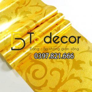 Giấy dán tường hoa lá cách điệu 3D296 dát vàng bạc - Ảnh 5
