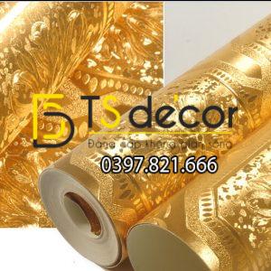 Giấy dán tường họa tiết gạch men mạ vàng sang trọng 3D294 - Ảnh 2