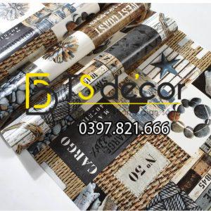 Giấy dán tường vintage retro quán cafe trà sữa 3D313 - Ảnh 3