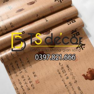 Giấy Dán Tường Ấm Trà Thư Pháp Trung Quốc 3D096 - Ảnh 4