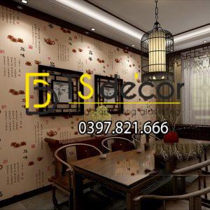 Giấy Dán Tường Ấm Trà Thư Pháp Trung Quốc 3D096 - Ảnh 3