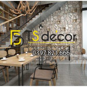 Giấy Dán Tường Giả Đá Pattern Cho Quán Cafe, Trà Sữa 3D127 - Ảnh 5