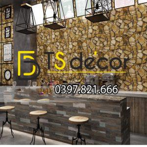 Giấy Dán Tường Giả Đá Pattern Cho Quán Cafe, Trà Sữa 3D127 - Ảnh 2