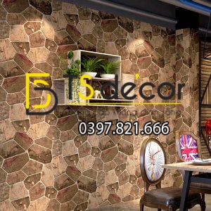 Giấy Dán Tường Giả Đá Nâu 3D238 - Ảnh 3