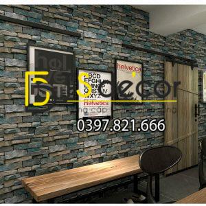 Giấy Dán Tường Giả Đá Retro Cho Nhà Hàng Khách Sạn 3D164 - Ảnh 5