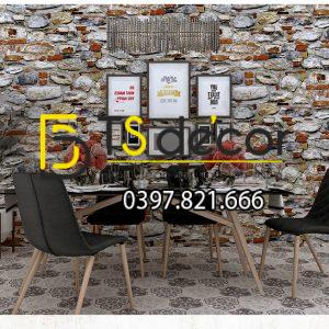 Giấy Dán Tường Giả Đá Vỡ Độc Đáo Cho Nhà Hàng Cafe 3D166 - Ảnh 3