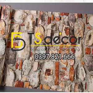 Giấy Dán Tường Giả Đá Vỡ Độc Đáo Cho Nhà Hàng Cafe 3D166 - Ảnh 2