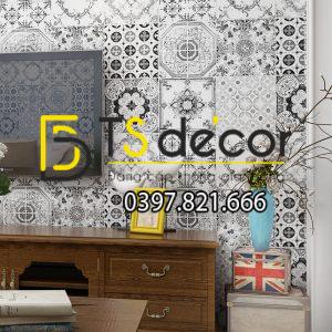 Giấy Dán Tường Giả Gạch Bông Men Sứ 3D231 - Ảnh 3