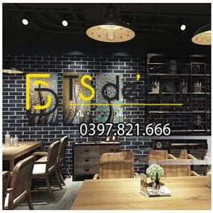 Giấy Dán Tường Giả Gạch Đen Đỏ Độc Đáo 3D191 - Ảnh 4