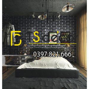 Giấy Dán Tường Giả Gạch Đen Đỏ Độc Đáo 3D191 - Ảnh 3