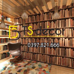 Giấy Dán Tường Giả Kệ Tủ Sách 3D189 - Ảnh 2