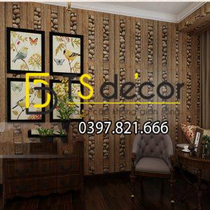 Giấy Dán Tường Gỗ và Đá Kiểu Cổ Dân Giã 3D169 - Ảnh 3