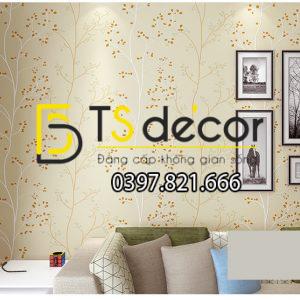 Giấy Dán Tường Họa Tiết Cây Lá Nhỏ Đơn Giản 3D138 - Ảnh 2