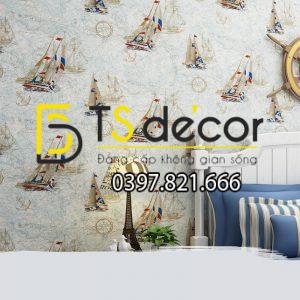 Giấy Dán Tường Họa Tiết Thuyền Buồm Phòng Ngủ Trẻ Em 3D144 - Ảnh 8