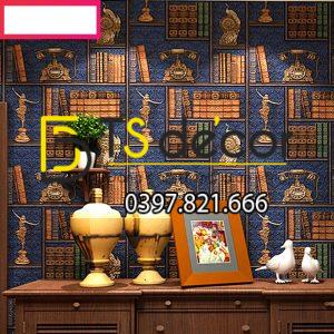 Giấy Dán Tường Kệ Sách 3D252 Kiểu Châu Âu - Ảnh 2