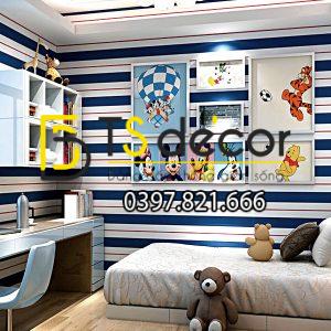 Giấy Dán Tường Kẻ Sọc Trắng Tím Than 3D171 - Ảnh 3