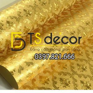 Giấy Dán Tường Hoa Mini Vàng Phong Cách Hoàng Gia 3D112 - Ảnh 3