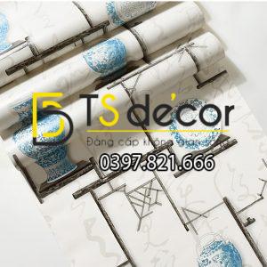 Giấy Dán Tường Bình Hoa Và Đĩa Cổ 3D176 - Ảnh 2