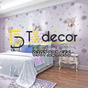 Giấy dán tường hoa bồ công anh và lông chim 3D285 - Ảnh 2