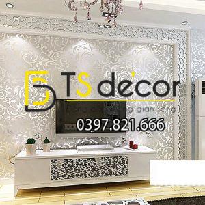 Giấy dán tường hoa lá cách điệu 3D296 dát vàng bạc - Ảnh 2
