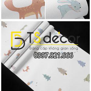 Giấy Dán Tường Họa Tiết Hoạt Hình Kiểu Hàn Quốc 3D106 - Ảnh 2