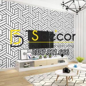 Giấy Dán Tường Kẻ Sọc Đen Trắng Đan Chéo 3D257 - Ảnh 2