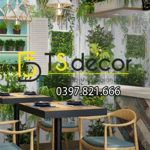 Giấy dán tường lá cây trên nền gỗ mục 3D311 - Ảnh 3